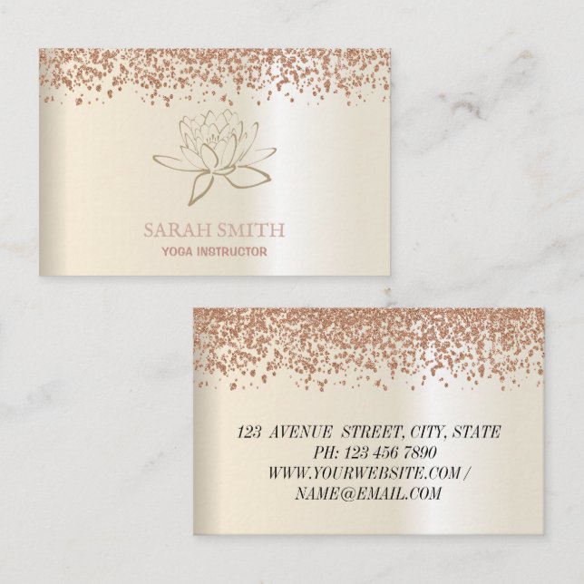 Tarjeta De Visita Moderno y elegante rosa de diamantes dorados Tarje (Anverso / Reverso)