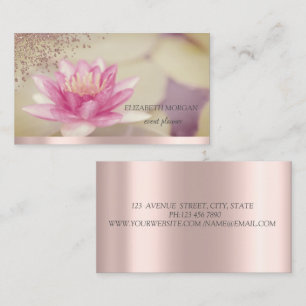 Tarjeta De Visita Moderno y elegante Rosa de oro Diamantes Lotus Boh