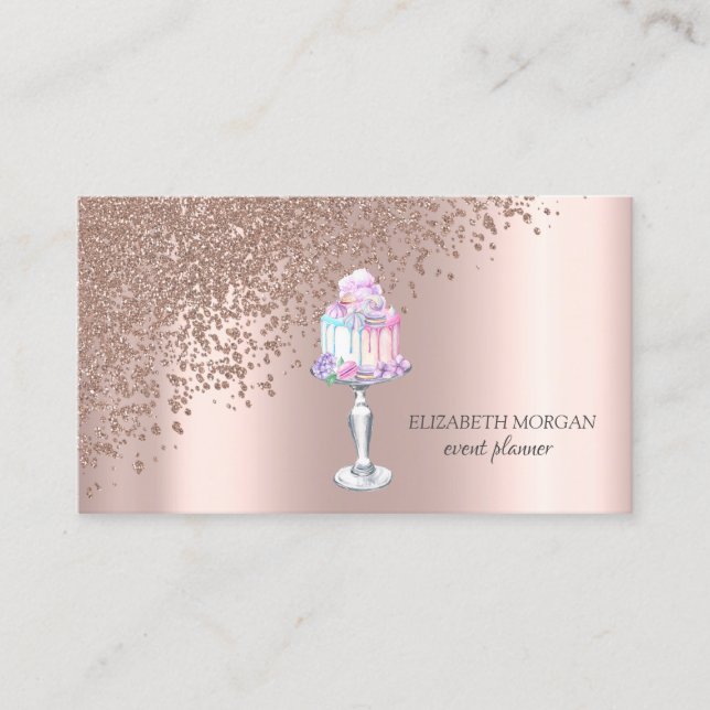 Tarjeta De Visita Moderno y elegante Rosa Diamantes de oro Pasteles  (Anverso)