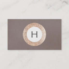 Tarjeta De Visita Moderno y elegante Rosa FAUX Gold Sequin Monograma