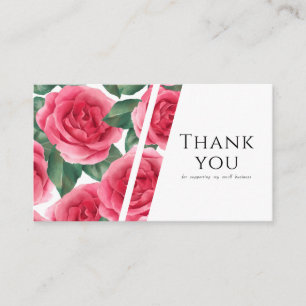 Tarjeta De Visita Moderno y elegante Rosa floral Gracias por negocio