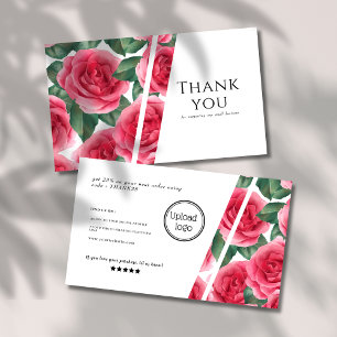 Tarjeta De Visita Moderno y elegante Rosa floral Gracias por negocio