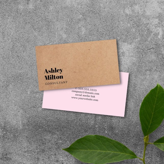 Tarjeta De Visita Moderno y elegante Rosa IMPRESO Kraft Paper Consul (Subido por el creador)