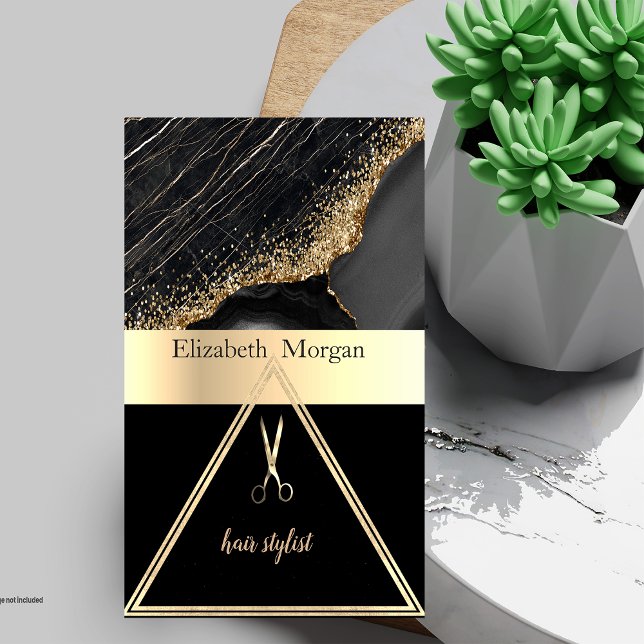 Tarjeta De Visita Moderno y elegante secuencia de oro de mármol negr (Subido por el creador)