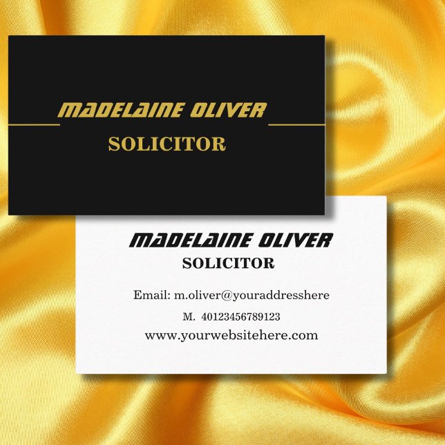 Tarjeta De Visita Moderno y elegante Sleek Solicitor profesional neg (Subido por el creador)