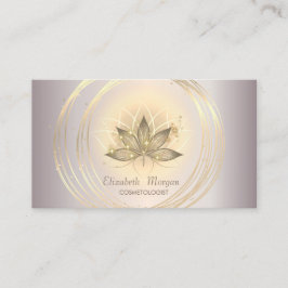 Tarjeta De Visita Moderno y elegante Sparkle Gold Circles Lotus