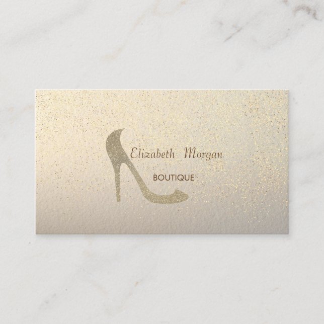 Tarjeta De Visita Moderno y elegante talón alto,Confetti dorado (Anverso)