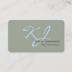 Tarjeta De Visita Moderno y estiloso Monograma Dorado Azul Peluquerí