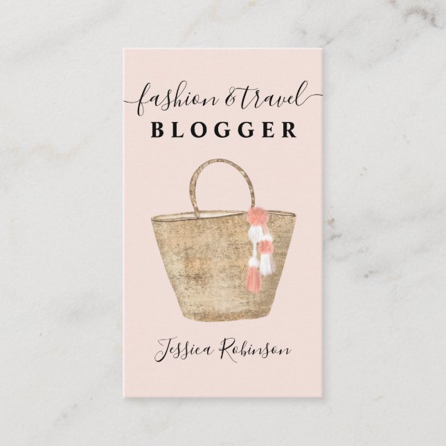Tarjeta De Visita Moderno y fresco bolso de mochila blogger de moda  (Anverso)