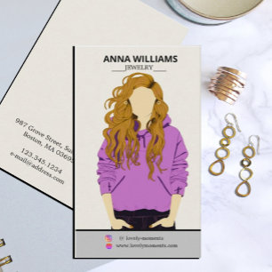 Tarjeta De Visita Moderno y largo curlo de pelo rubio giratorio