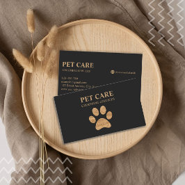 Tarjeta De Visita Moderno y lujoso Golden Paw Mascota Grooming