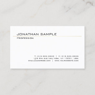 Tarjeta De Visita Moderno y minimalista elegante Llanura de Oro Blan