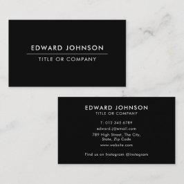 Tarjeta De Visita Moderno y Minimalista negro estilo profesional