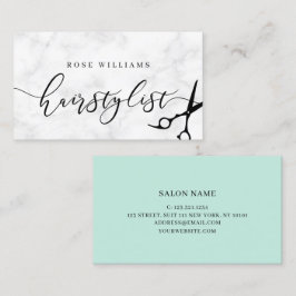 Tarjeta De Visita Moderno y minimalista peluquería de mármol y menta