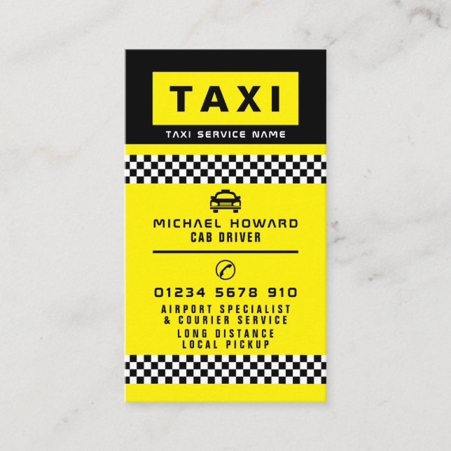Tarjeta De Visita Moderno y moderno controlador de taxi (Anverso)