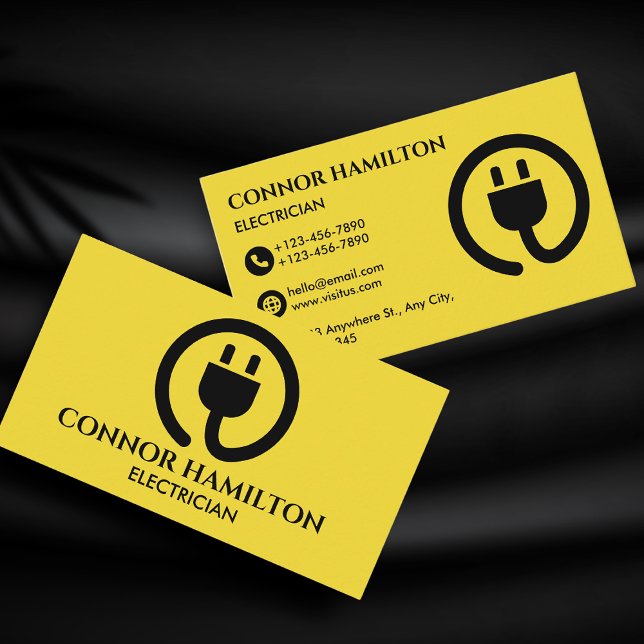 Tarjeta De Visita Moderno y moderno Guay Yellow Cable Electrician (Subido por el creador)