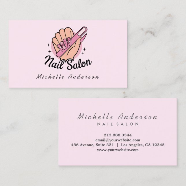 Tarjeta De Visita Moderno y moderno Nails Salon Nail Technician Bus  (Anverso / Reverso)