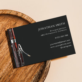 Tarjeta De Visita Moderno y negro de Bassoon profesional