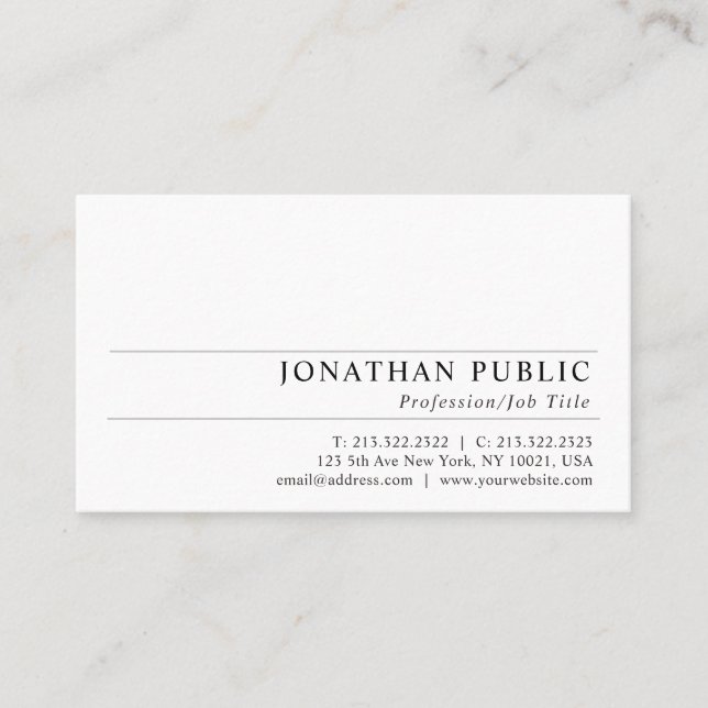 Tarjeta De Visita Moderno y profesional diseño elegante de Moda (Anverso)