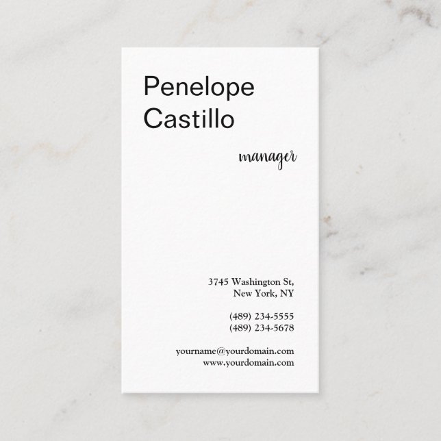 Tarjeta De Visita Moderno y profesional estilo sencillo (Anverso)