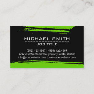 Tarjeta De Visita Moderno y profesional pincel verde negro