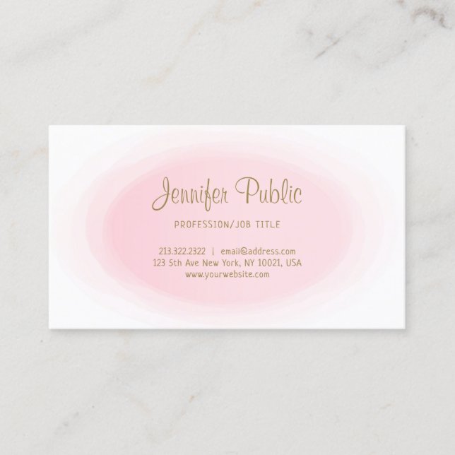 Tarjeta De Visita Moderno y profesional Rubor Rosa Gold Elegant Simp (Anverso)