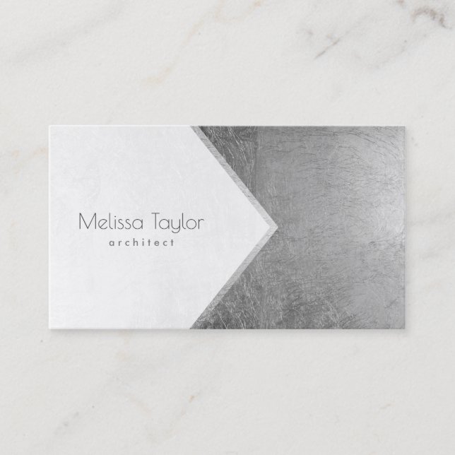 Tarjeta De Visita Moderno y sencillo arquitecto blanco de Relieve me (Anverso)