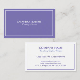 Tarjeta De Visita Moderno y sencillo borde morado y blanco reversibl