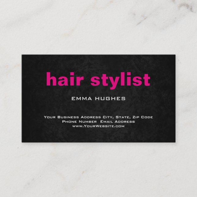 Tarjeta De Visita Moderno y sencillo estilo de pelo rosa gris (Anverso)