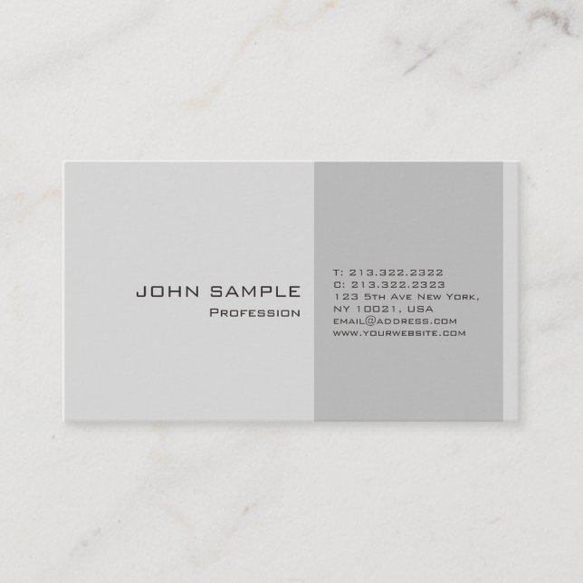 Tarjeta De Visita Moderno y sencillo Gris elegante profesional (Anverso)