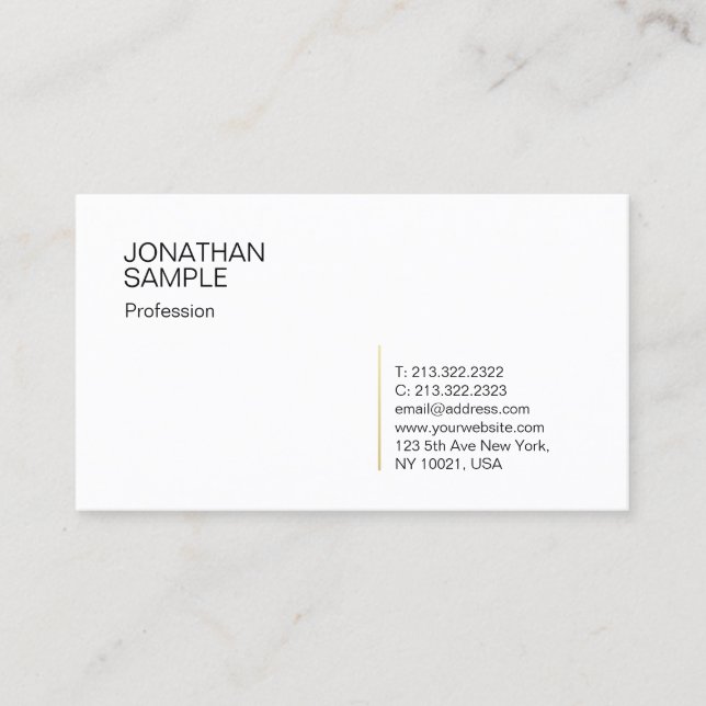 Tarjeta De Visita Moderno y sencillo profesional de oro blanco (Anverso)