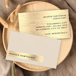 Tarjeta De Visita Moderno y simple Faux Gold Cepillado Metalizado
