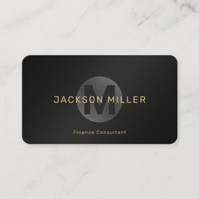 Tarjeta De Visita Moderno y simple Monograma profesional en negro y  (Anverso)