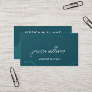 Tarjeta De Visita Moderno y simple planificador de boda Verde azulad