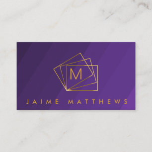 Tarjeta De Visita Moderno y simple Professional Royal Purple and Gol