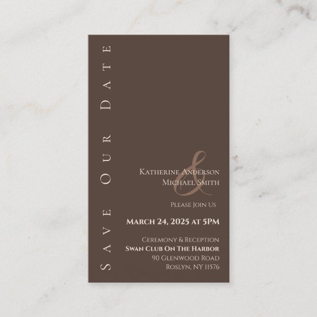 Tarjeta De Visita Moderno y simple salven el marrón de campo de fech (Anverso)