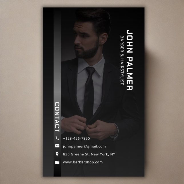 Tarjeta De Visita Moderno y sofisticado Barber Salon Hair Stylist (Sophisticated Modern Barber Salon Hair Stylist Business Card)