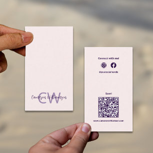 Tarjeta De Visita Moderno y sólido Rubor Monograma QR Código social
