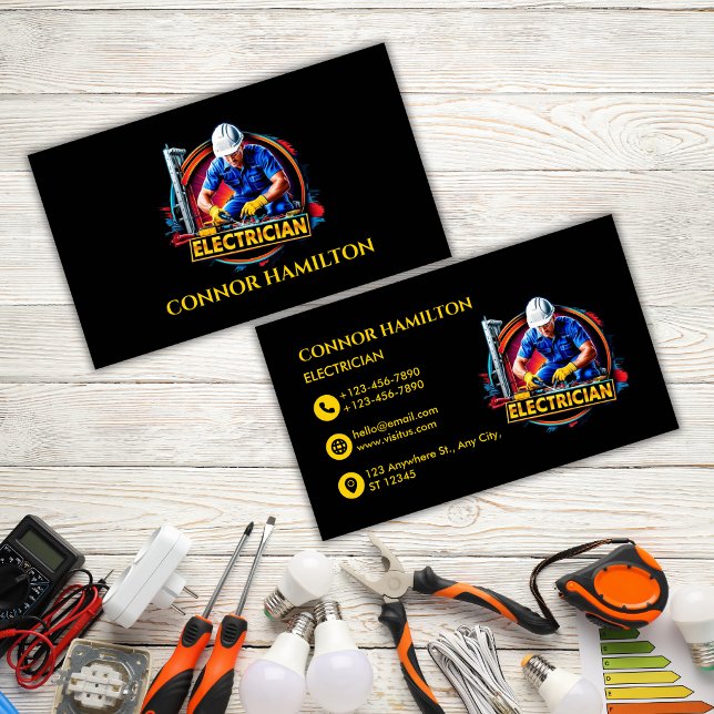 Tarjeta De Visita Moderno y vibrante electricista (Subido por el creador)