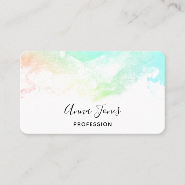 Tarjeta De Visita Modernos Abstractos Aguas Verdes y Azules Swirls (Anverso)