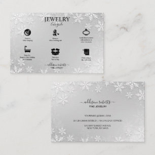 Tarjeta De Visita Modernos copos de nieve de invierno plateado