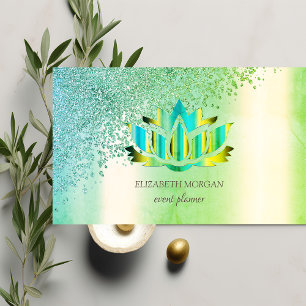 Tarjeta De Visita Modernos y elegantes diamantes Lotus Green