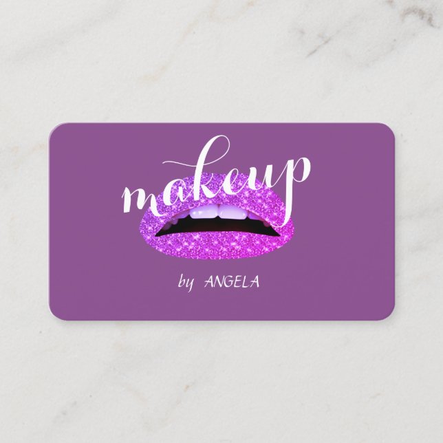 Tarjeta De Visita Modernos y elegantes labios Purpurinoso violetas g (Anverso)