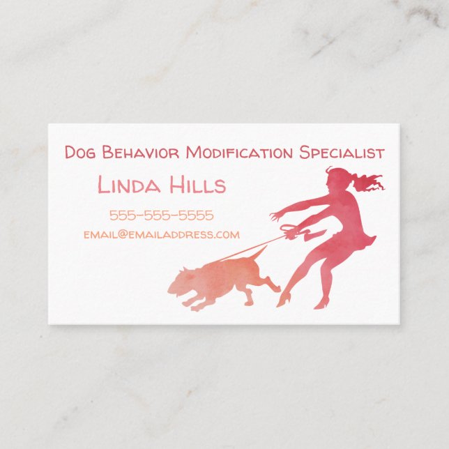 Tarjeta De Visita Modificación de conducta del perro de la acuarela (Anverso)