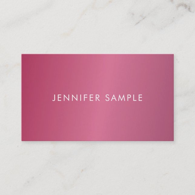 Tarjeta De Visita Modish Elegant Hot Pink Moderno Design (Anverso)