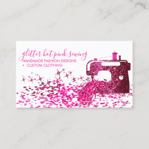 Tarjeta De Visita Modista de moda de cola rosa costura de acolchado