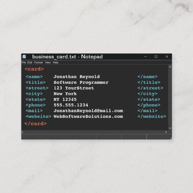 Tarjeta De Visita Modo oscuro del programador informático con format (Anverso)