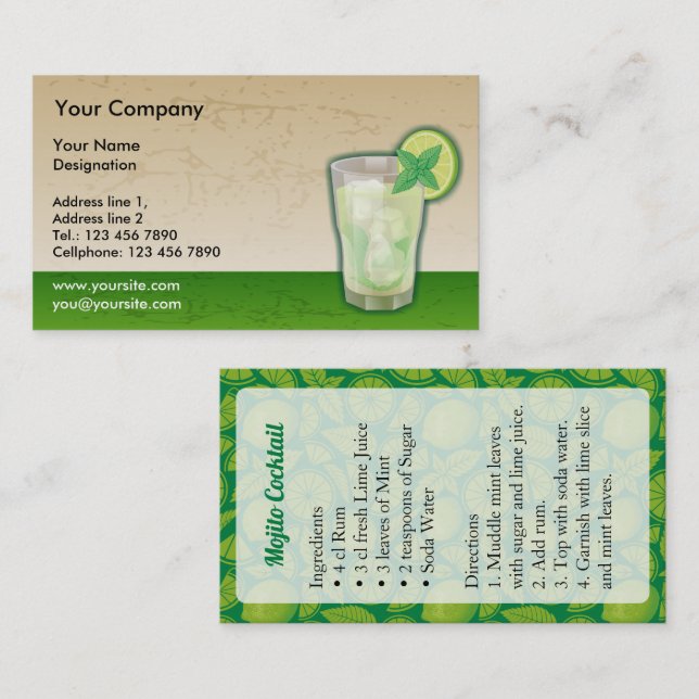 Tarjeta De Visita Mojito Business Card (Anverso / Reverso)