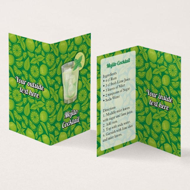 Tarjeta De Visita Mojito Recipe (Interior y exterior)