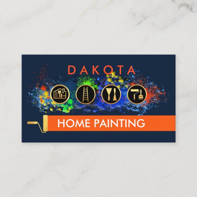 Tarjeta De Visita Moldy Colorful Paint Splatter Home Repair (Anverso)
